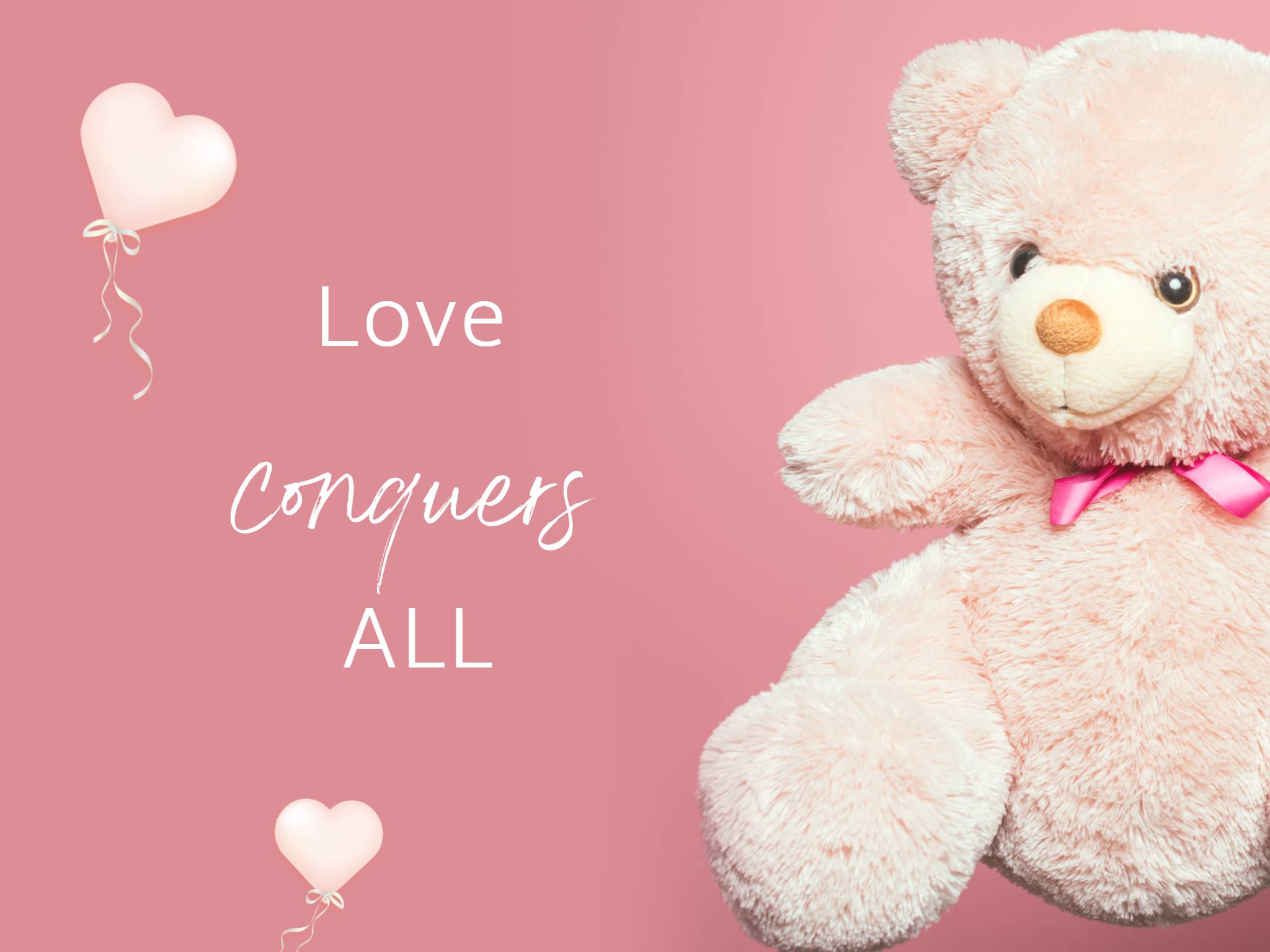 short cute love quotes pink background with a bear picture