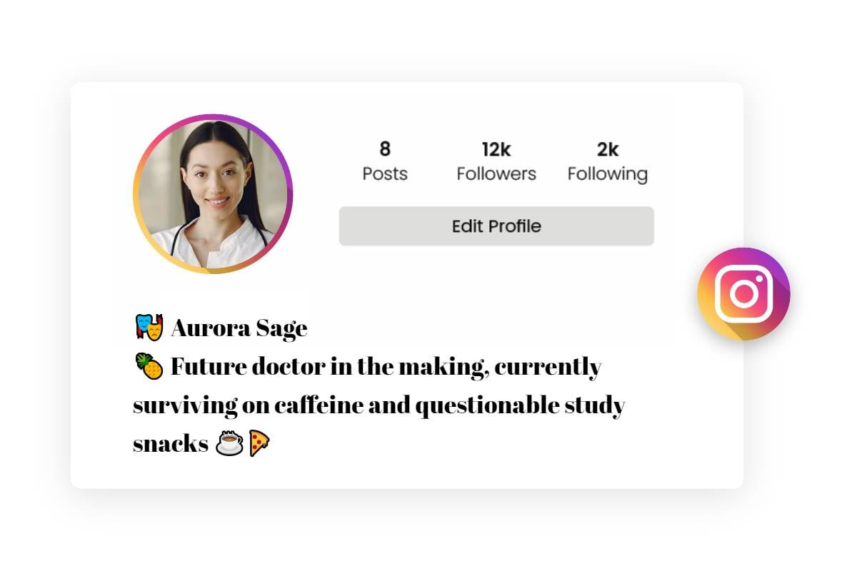 show your medical bio on instagram