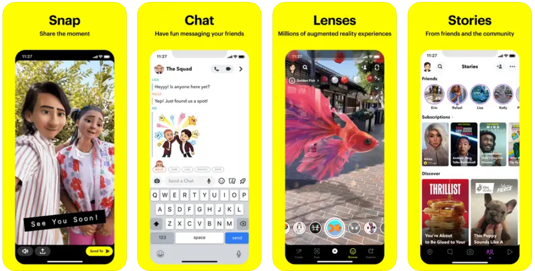 snapchat app homepage