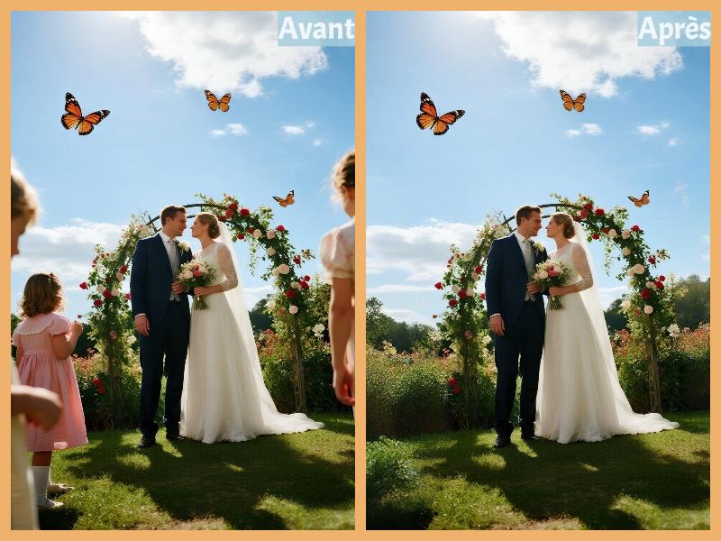 supprimer des gens sur une photo de mariage