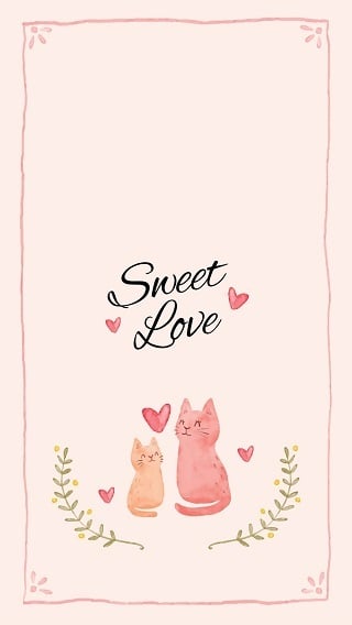 sweet love cat lock screen wallpaper