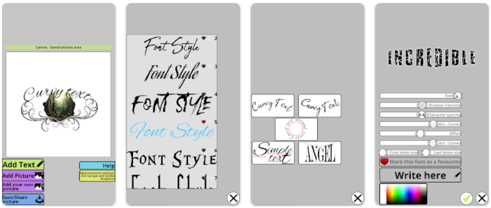 tattoo font designer app interface