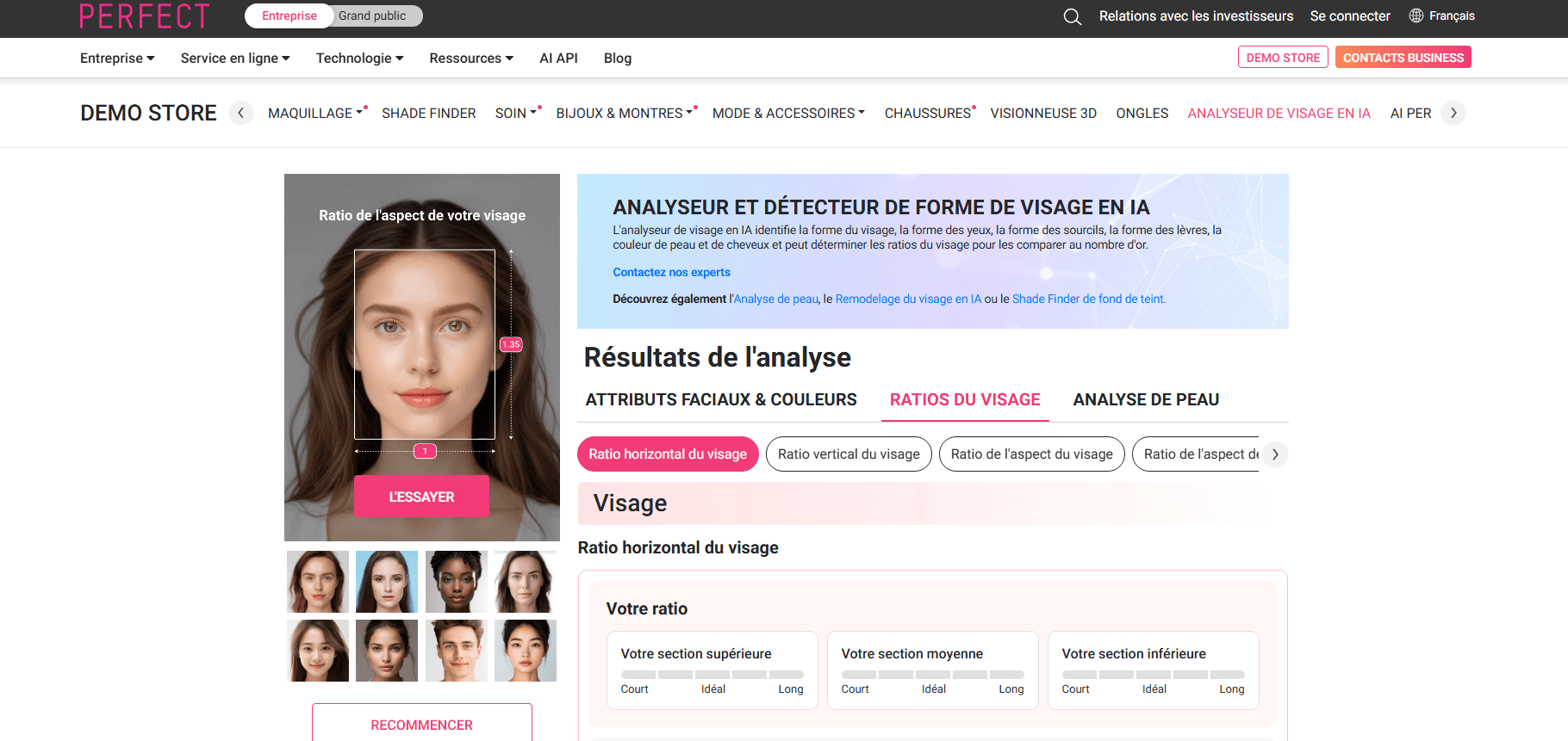 test de beaute ia avec perfect corp