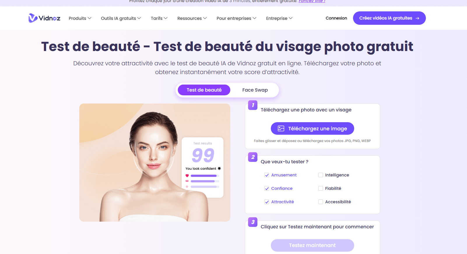 tester votre beaute en ligne avec vidnoz