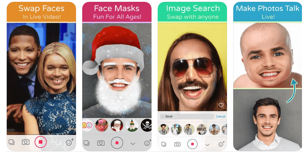 Las capturas de pantalla de la aplicación Face Swap Live de Apple App Store