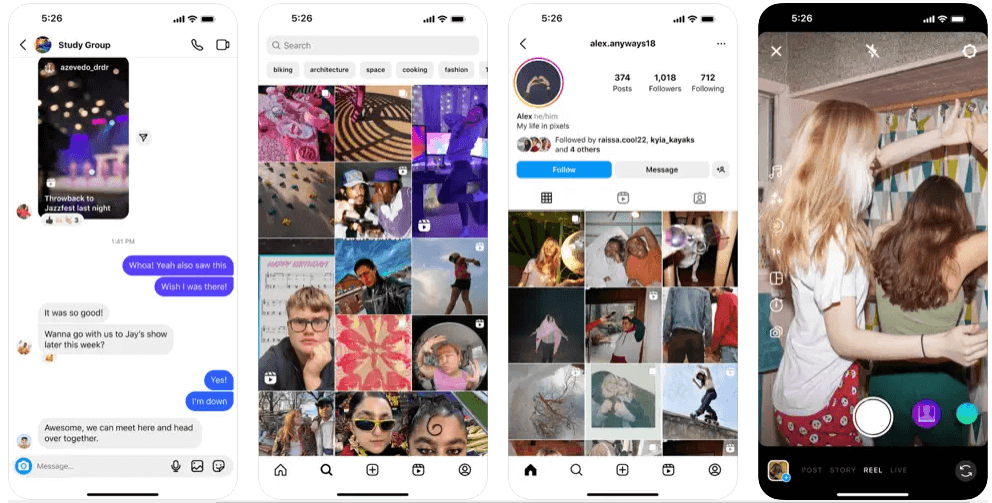 the Instagram app screenshots from apple app store