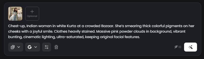 the image of fotor ui that shows the process of inputing prompt and clicking generate button