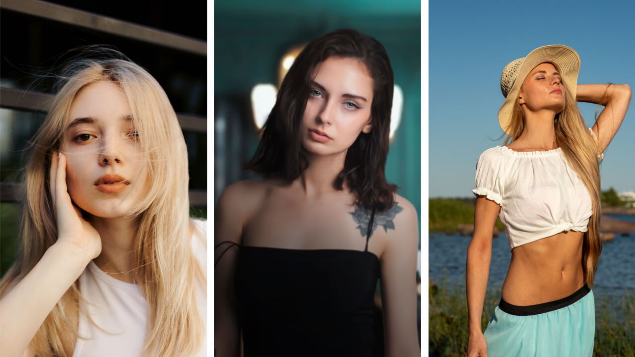 three panel editorial photography composition showing three different meanings of the word portrait