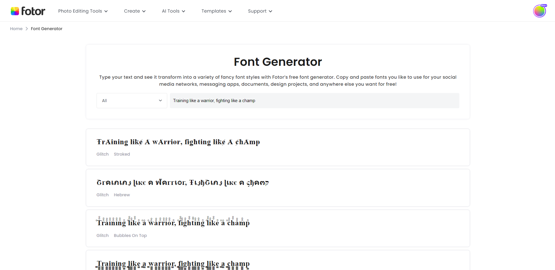 turn normal instagram bio for boys into stylish text font in fotor online font generator