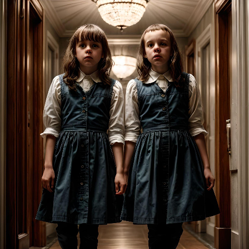 two girls dress up in twins from the shining costume