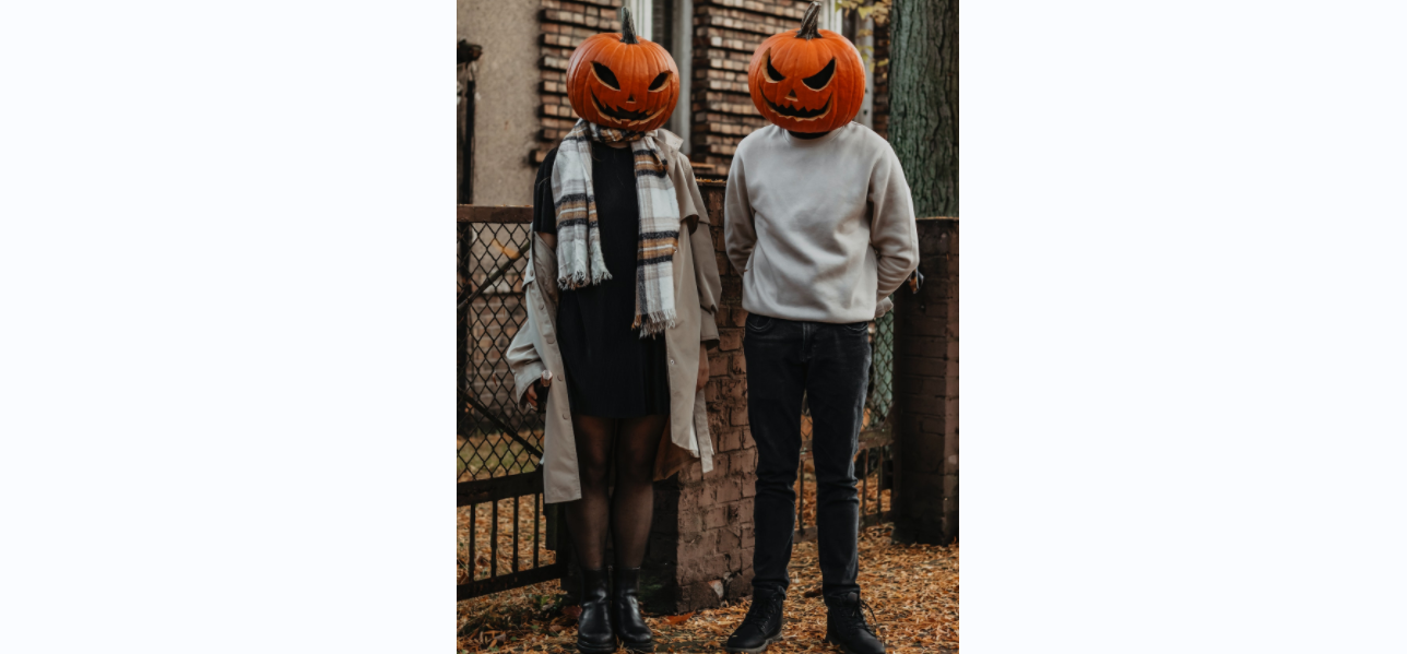 two man wear the pumpkin head