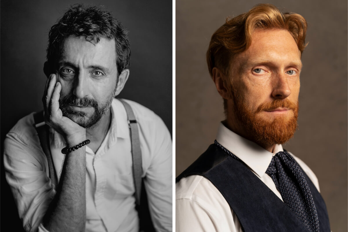 two professional male actor headshots