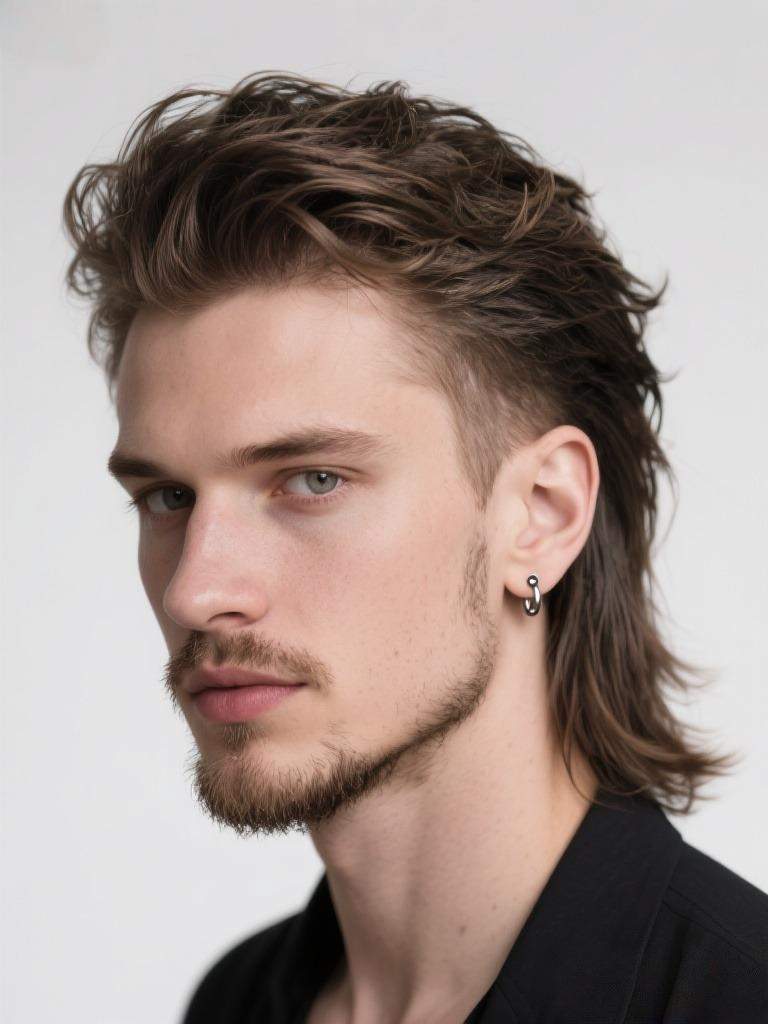 un homme avec barbe et une coupe de cheveux homme tendance