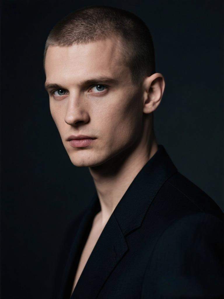 un homme avec une coupe homme buzz cut