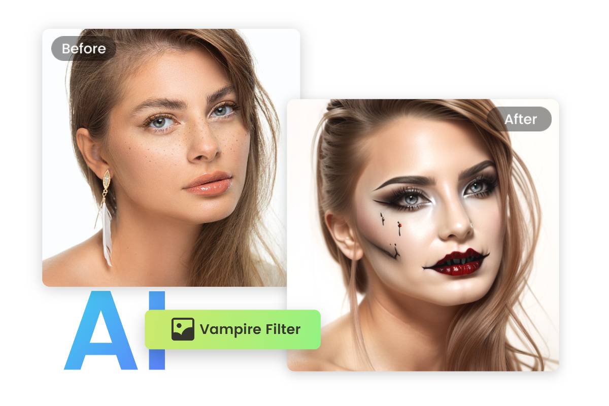 use Fotor vampire filter to turn a girl into a vampire