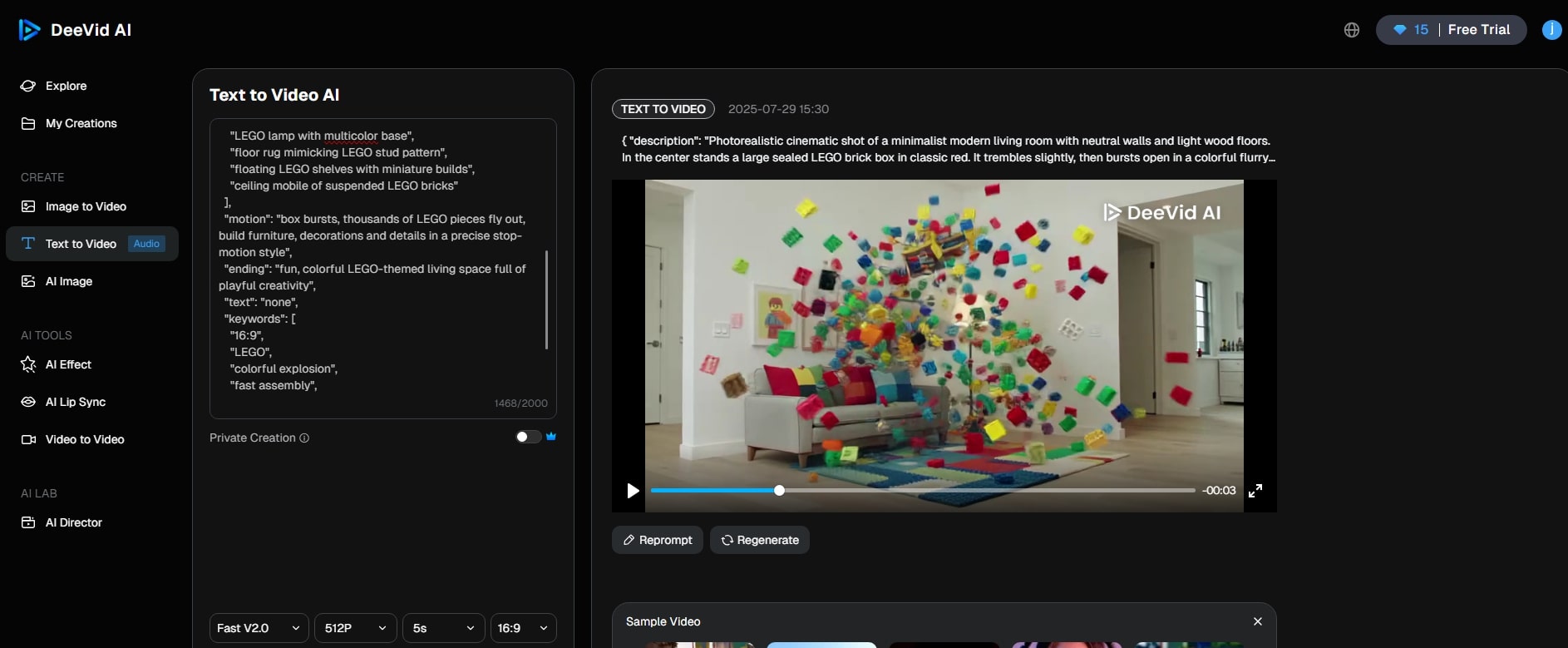 use deevid to create veo box explosion effect