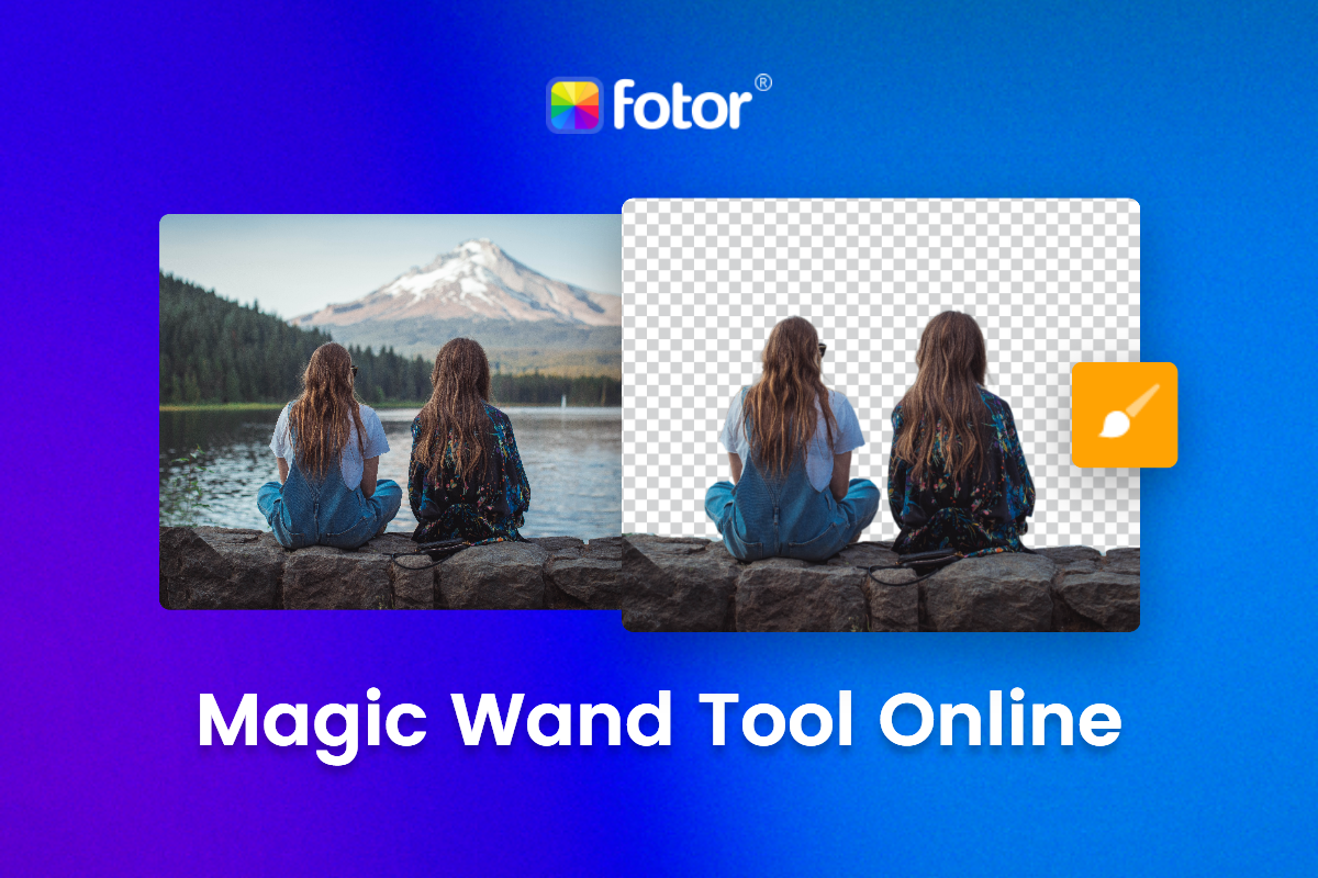 use fotor magic wand tool online to retain the preferred part from the transparent female image background