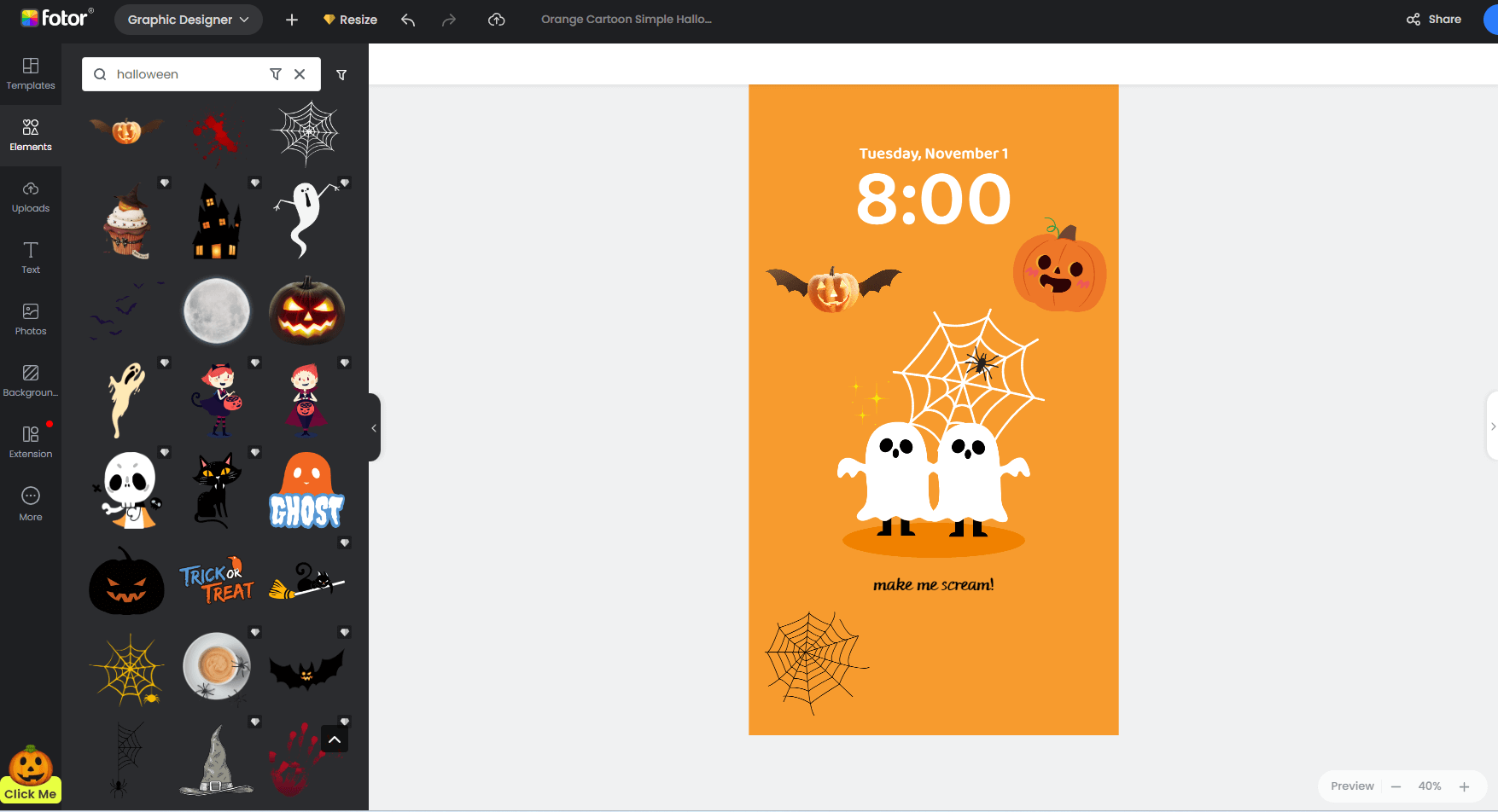 use fotor to add halloween stickers to phone wallpaper