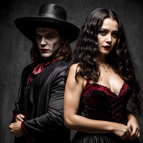 a couple in vampire costume