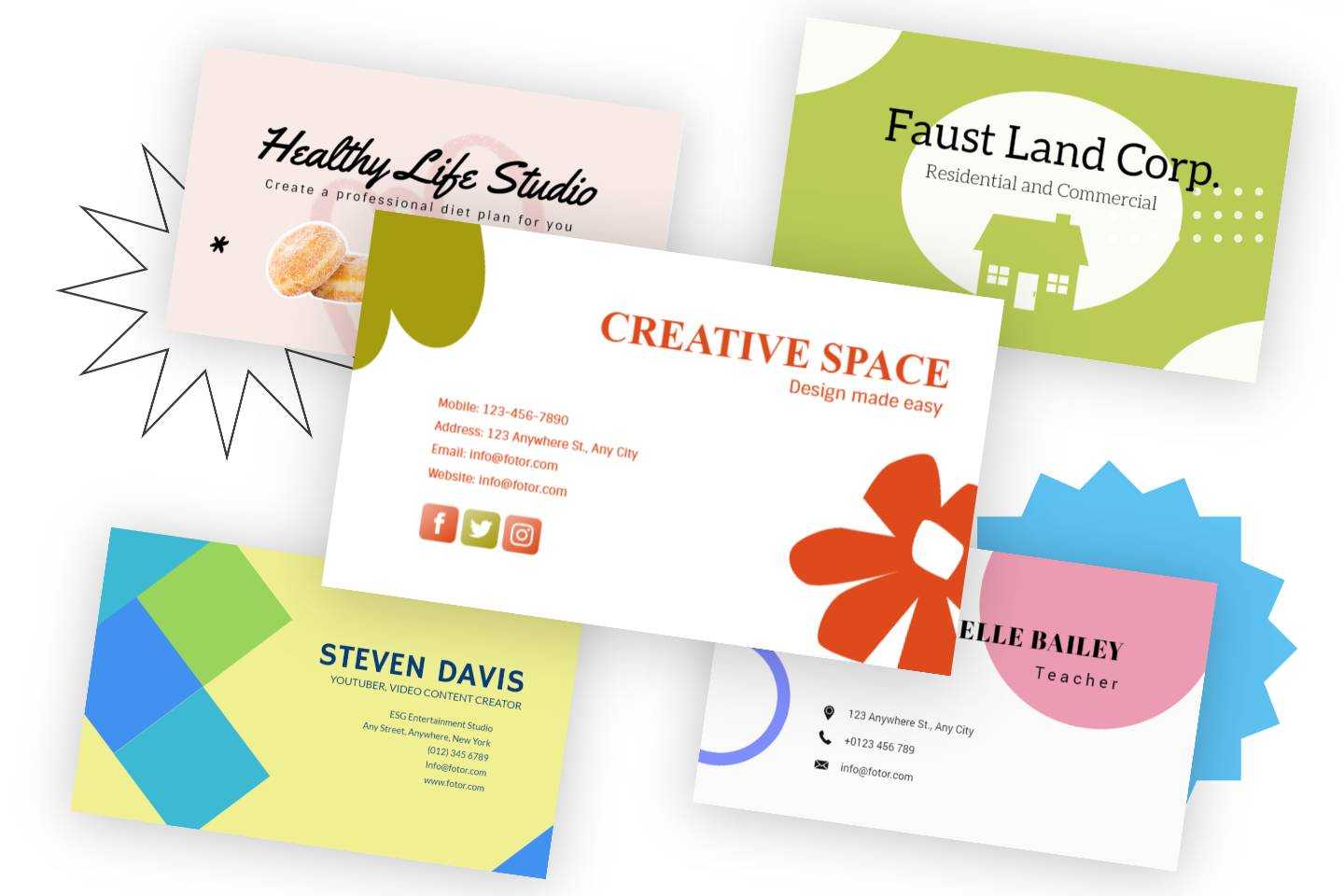 various business cards from fotor
