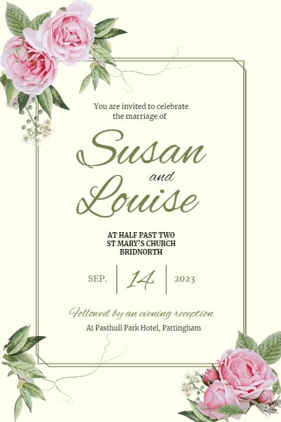 vintage floral wedding invitation card