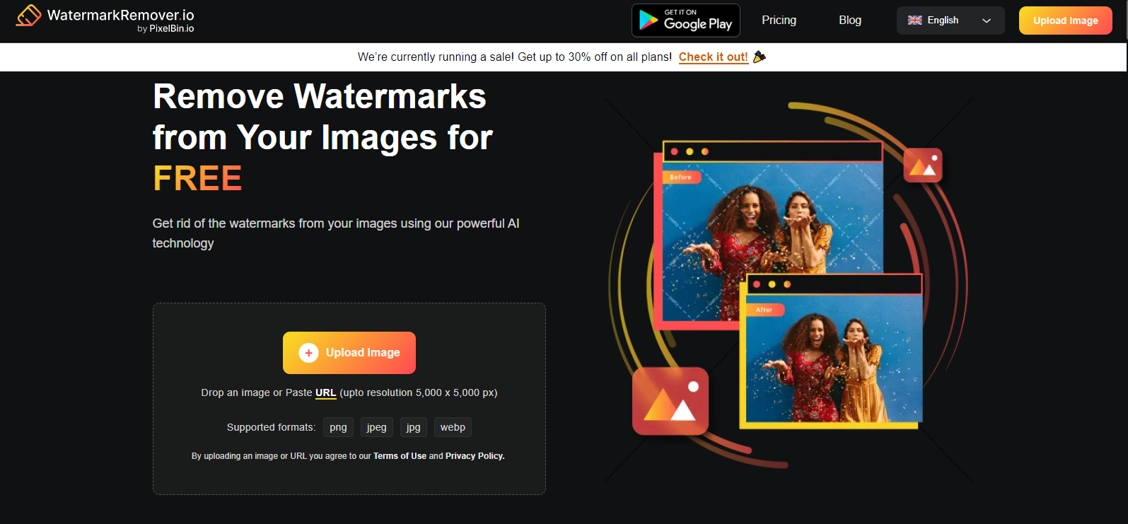 watermark remover homepage