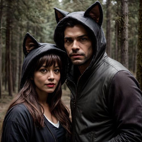 a couple in werewolf costume
