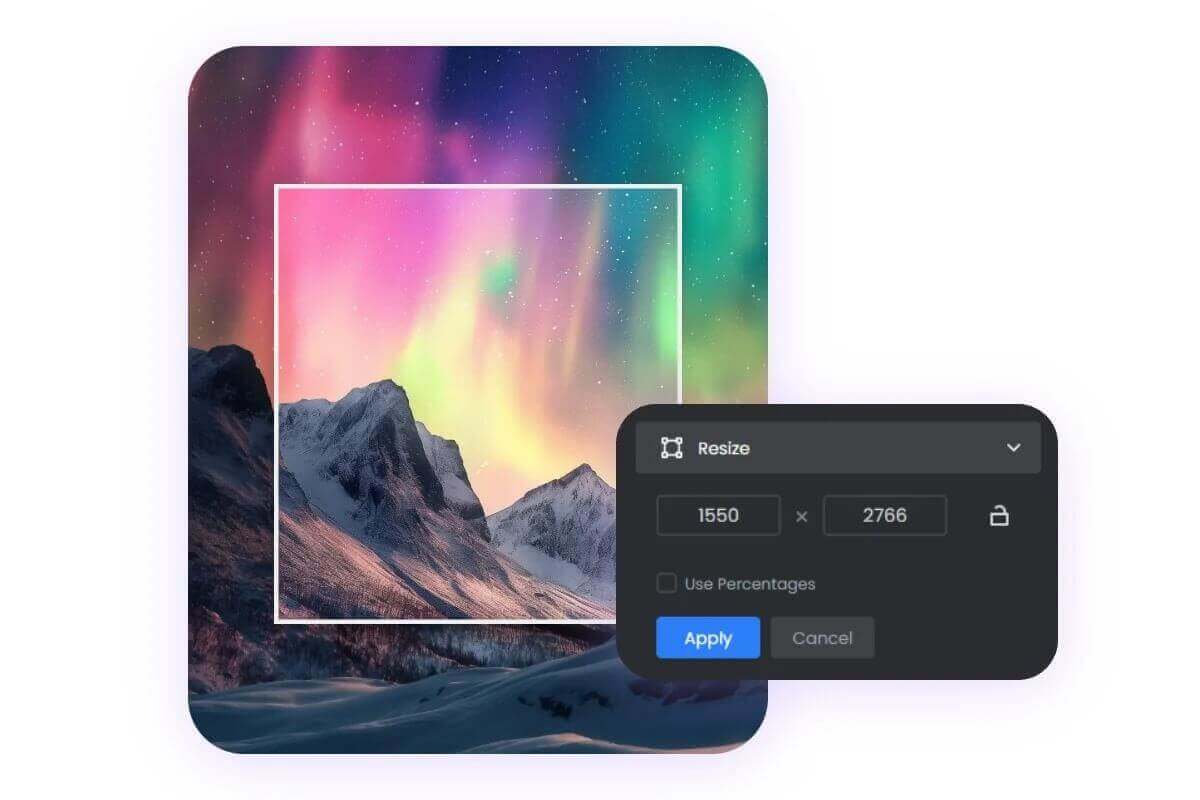 wie aendert man die Groeße vom Urlaubsbild