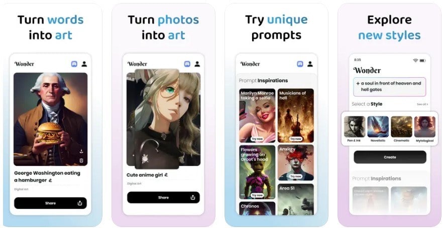 wonder ai art generator app