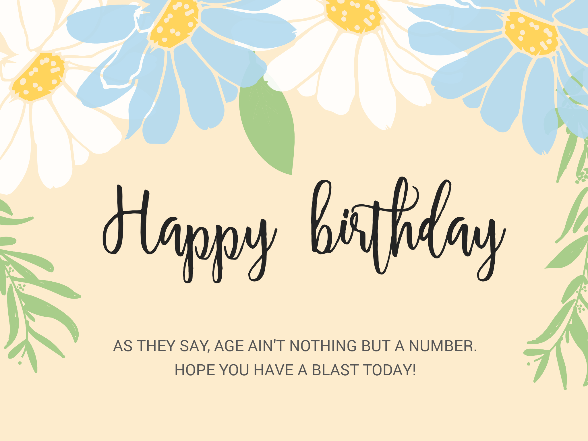 yellow refreshing floral birthday card template