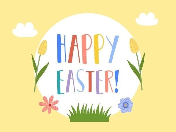 Yellow Simple Illustration Spring Easter Greeting Card