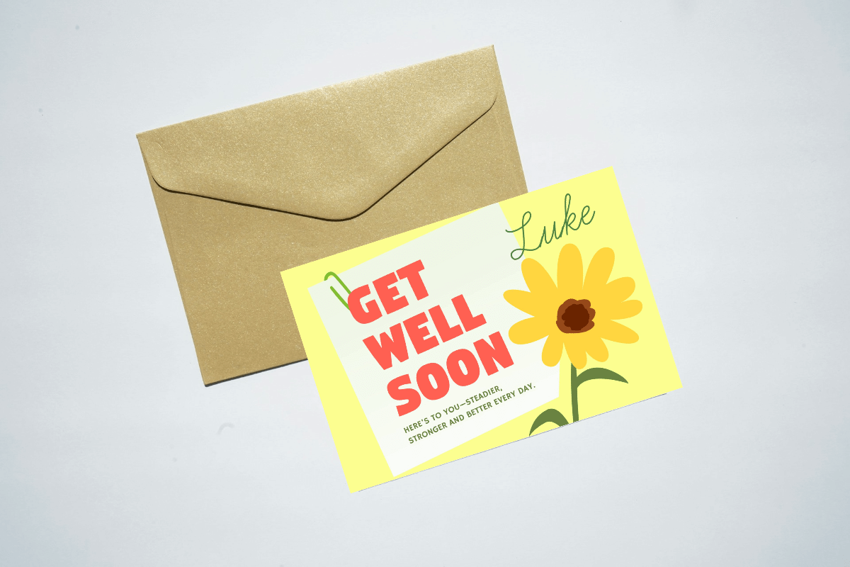 yellow sunflower get well soon card