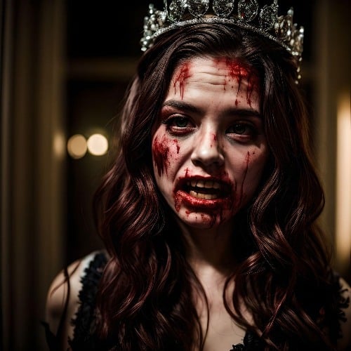 a girl in zombie prom queen costume