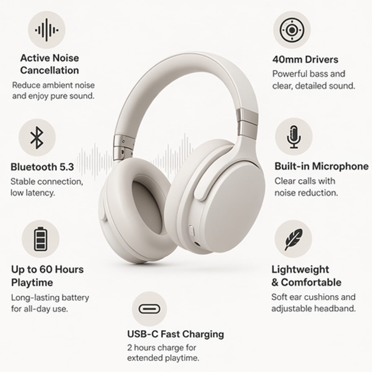 A feature highlights image of a white headphone