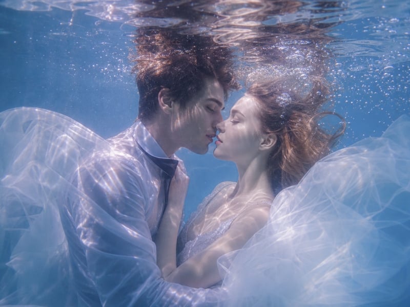 A surreal underwater couple photo generated by Fotor AI couple photo maker free online
