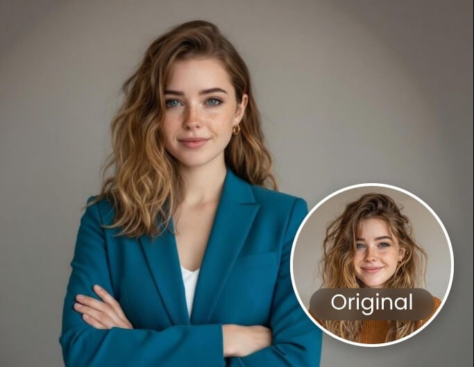 AI image editing prompt example of turning a casual photo into a professional headshot