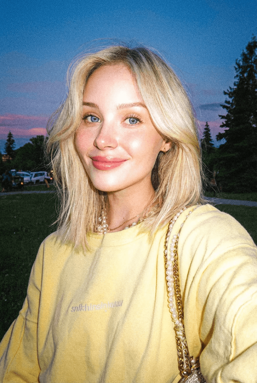 Add a Y2 K direct flash effect to the female portrait