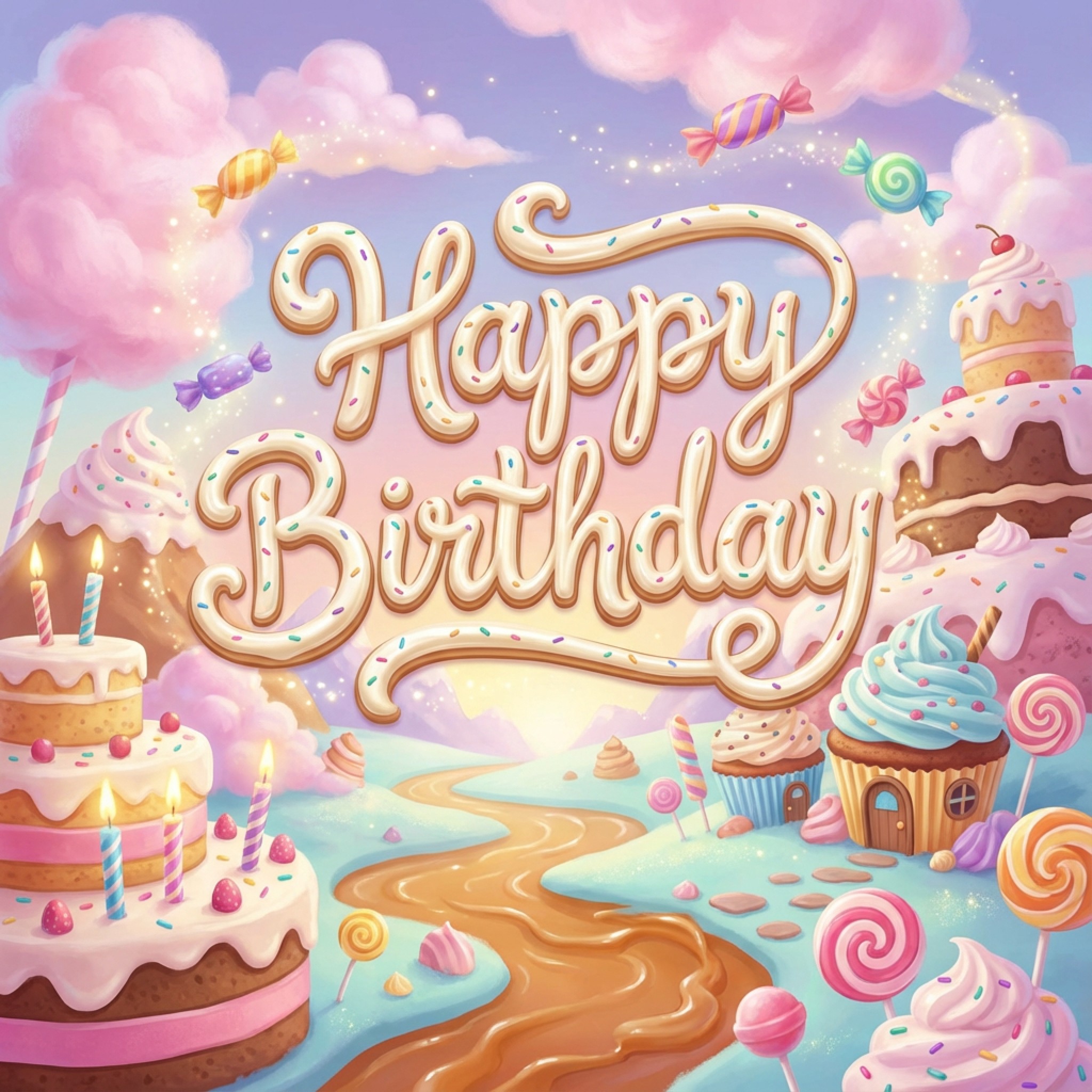 Cake Kingdom theme birthday card generated with fotor