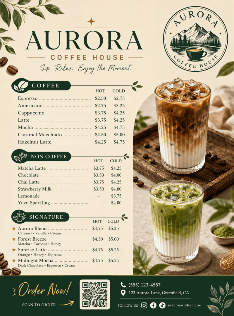 Créer un menu de café avec l IA gratuitement 3