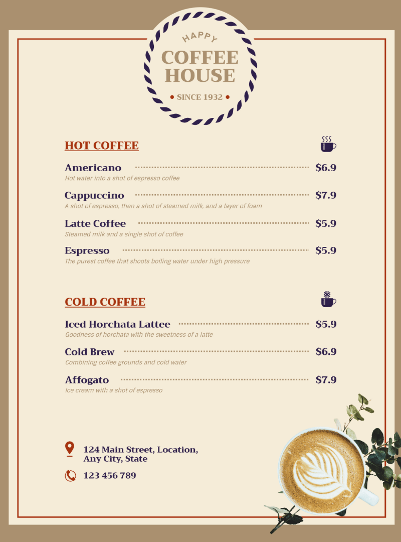 Créer un menu de café avec l IA gratuitement