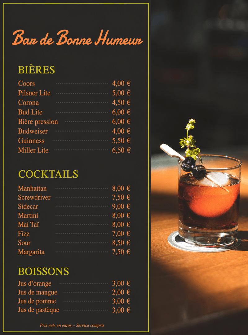 Créer une menu de bar en ligne gratuitement 2