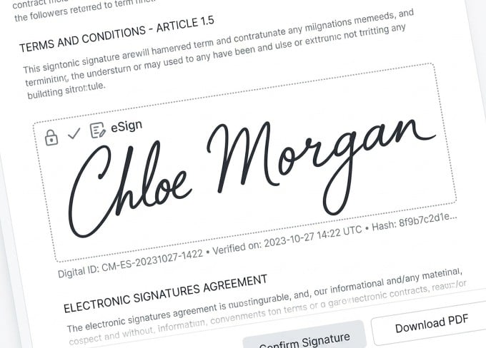 Digital signature applied to an PDF contract document