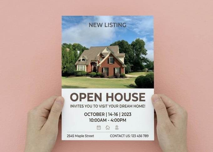 Enhanced house image used in a marketing flyer design
