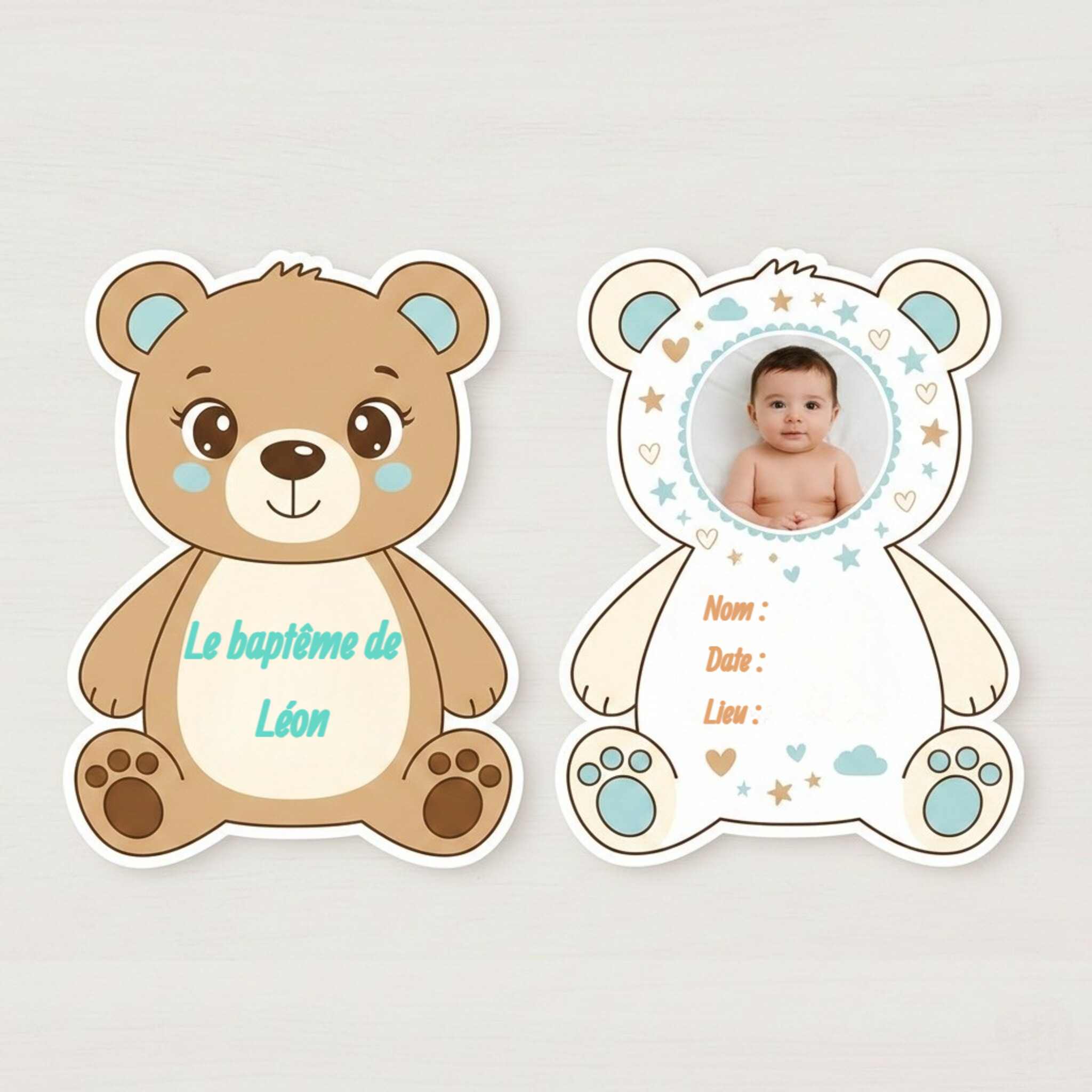 Faire part de baptême ourson
