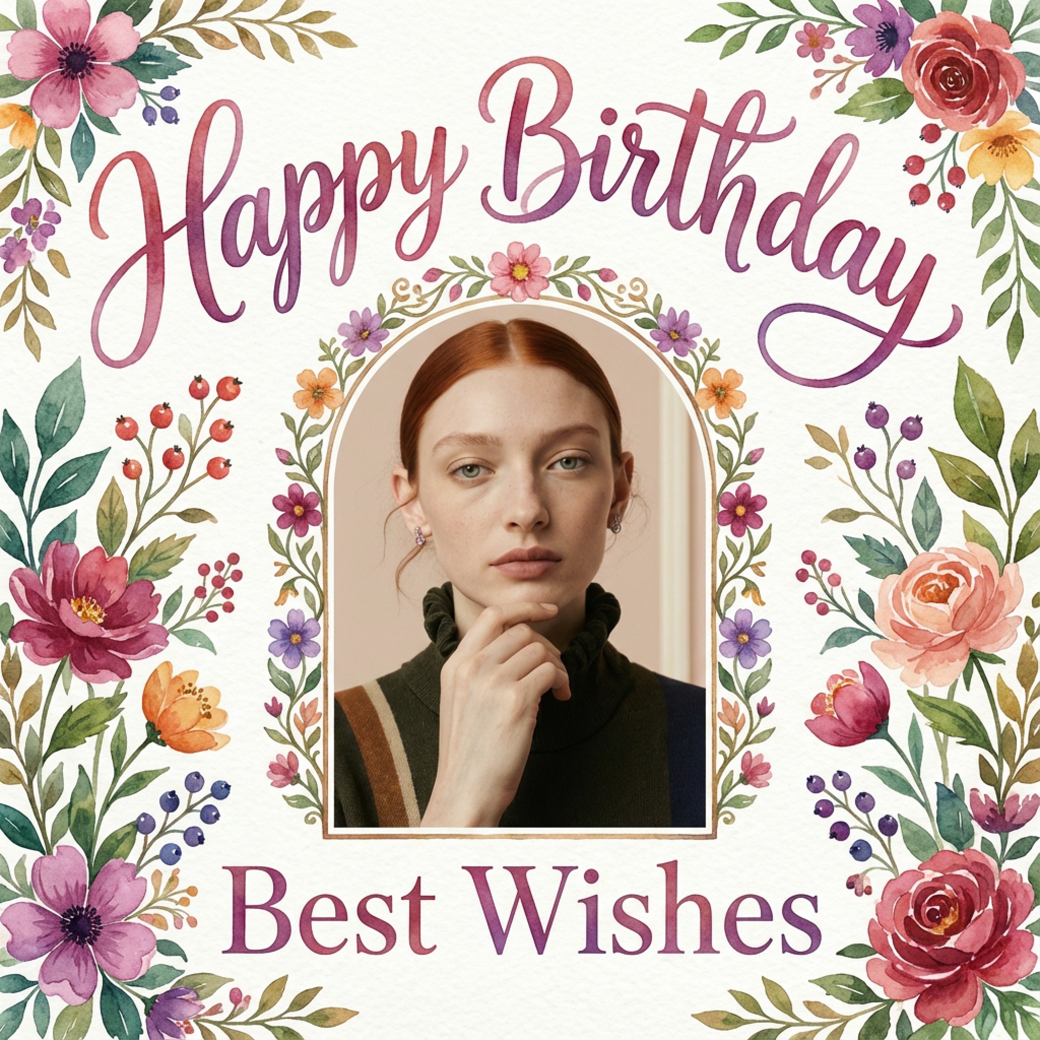 Floral Grace theme birthday card generated with fotor