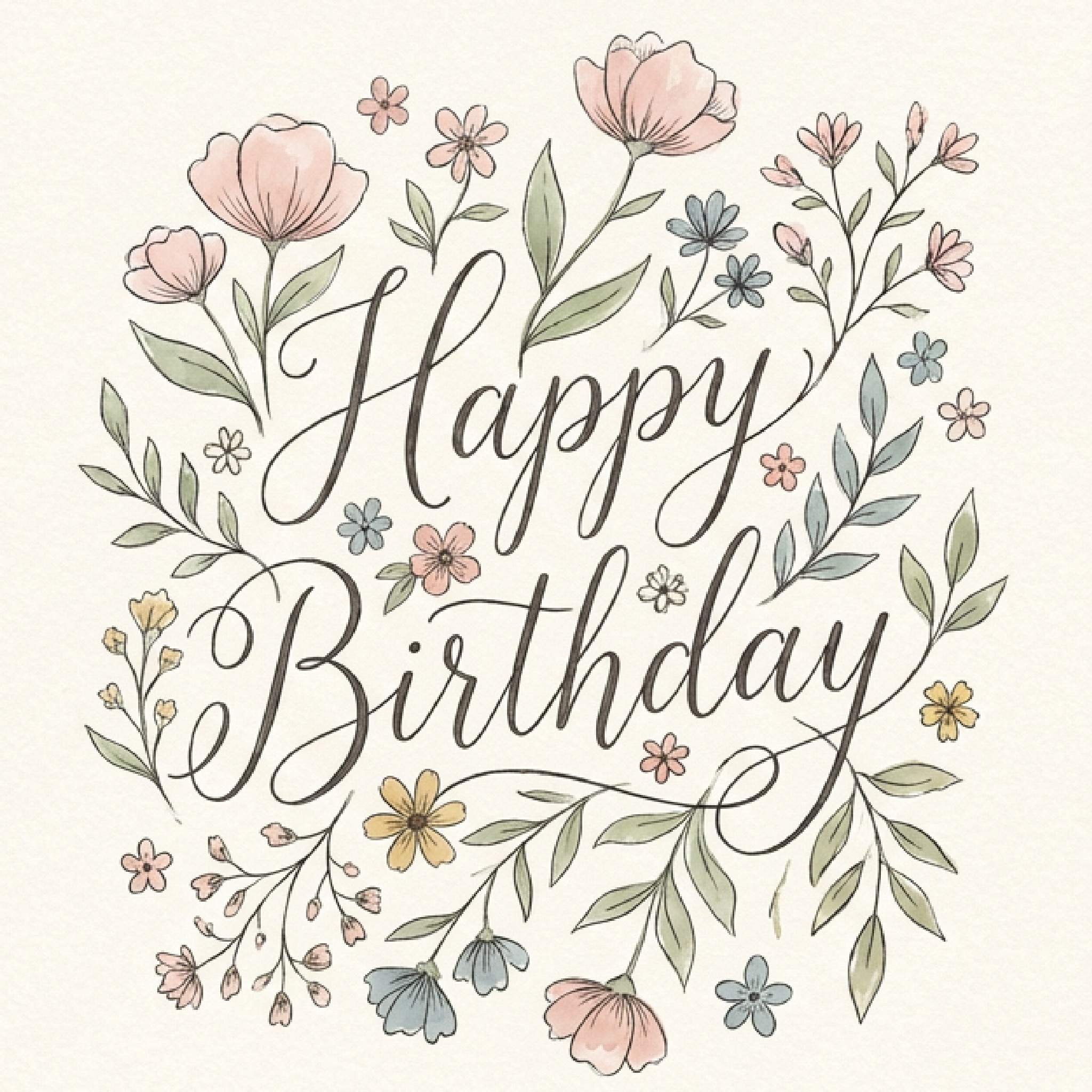 Floral Wishes theme birthday card generated with fotor