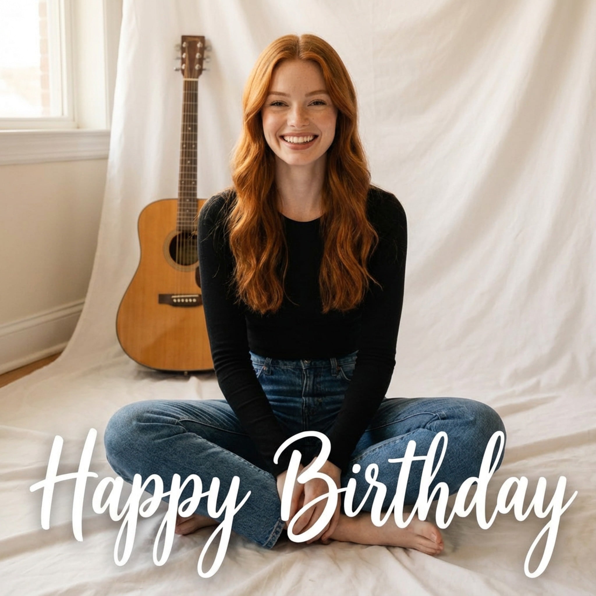 Guitar Birthday Smile theme birthday card generated with fotor