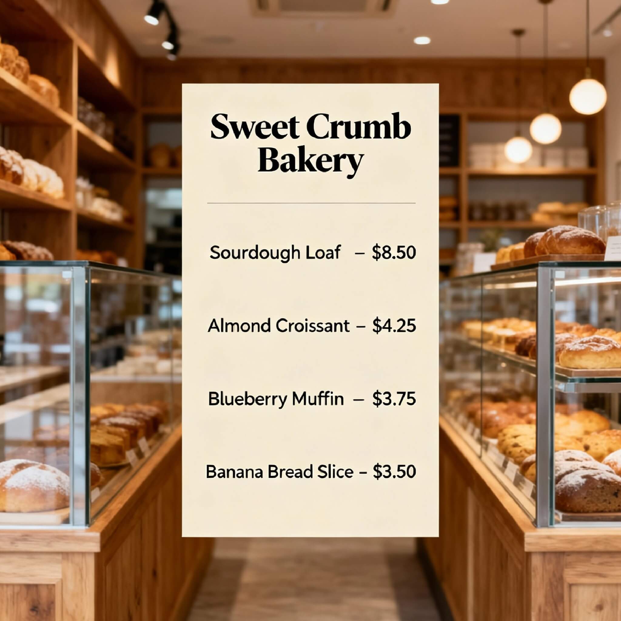 Menükarte-Vorlage für minimalistische Bäckerei