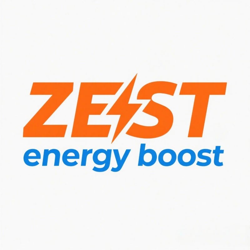 Modern minimalist text logo featuring bold orange letters ZEST
