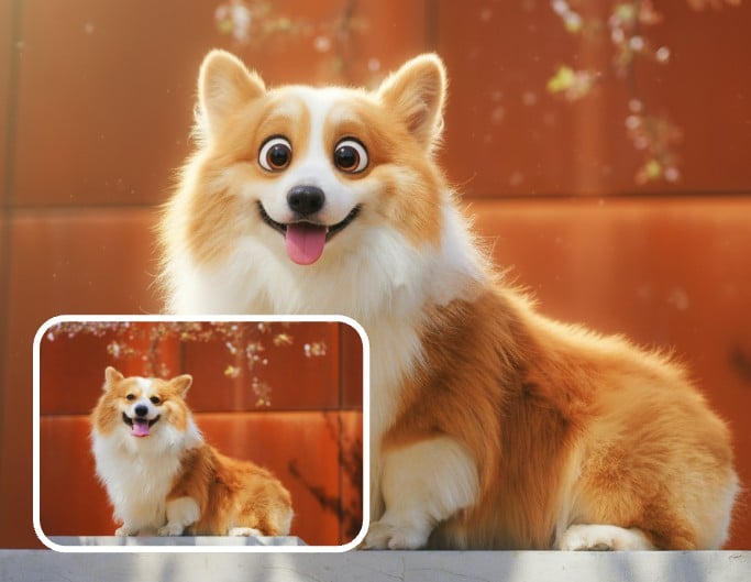 Pixar style dog photo